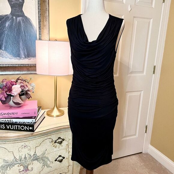 Trina Turk Ruched Black Jersey Dress Size SMALL NWOT - Picture 1 of 5